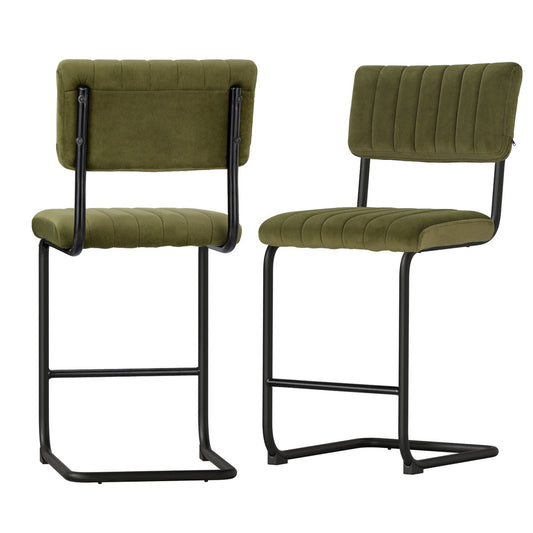 Artiss 2x Bar Stools Velvet Chairs Green - Cosy Abode