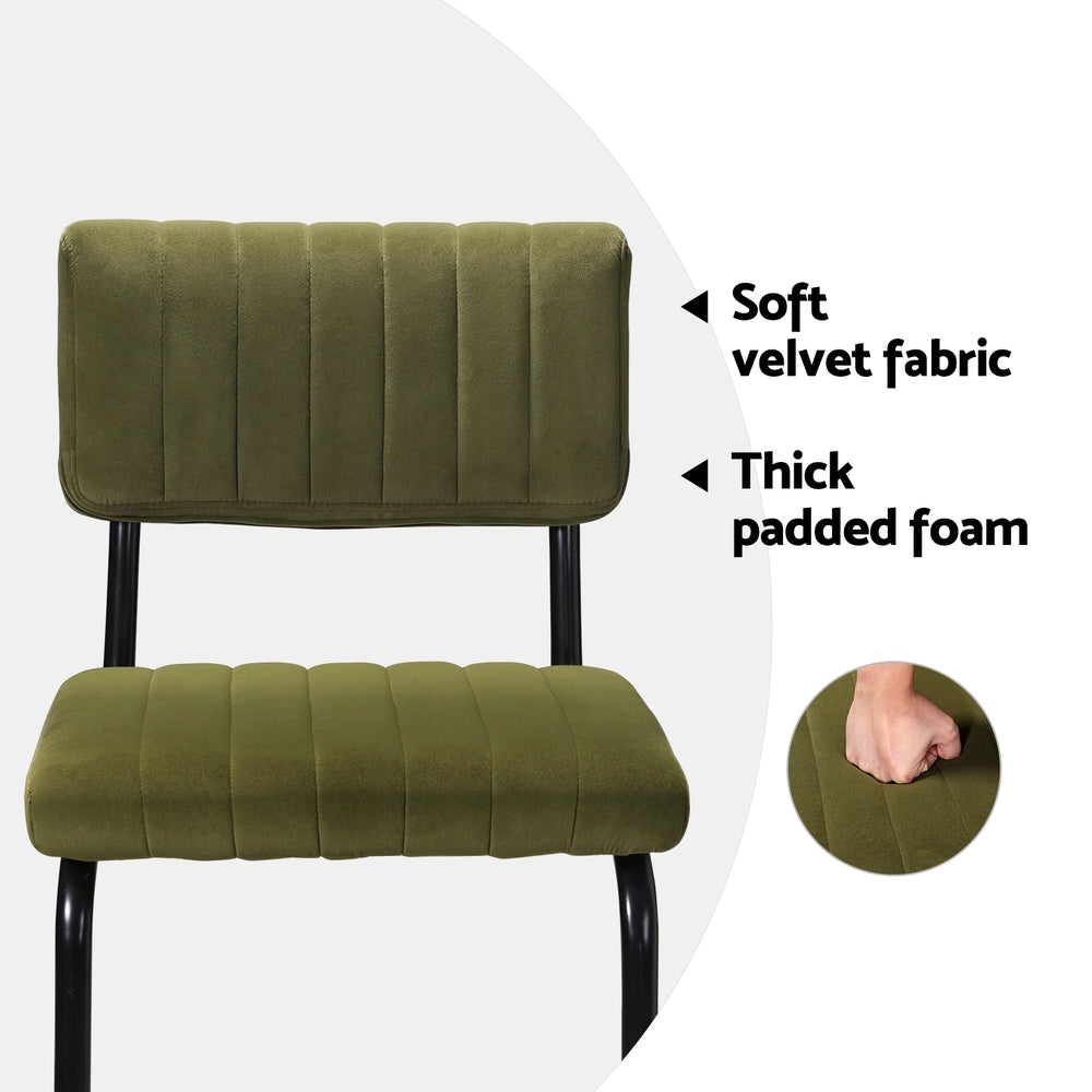Artiss 2x Bar Stools Velvet Chairs Green - Cosy Abode