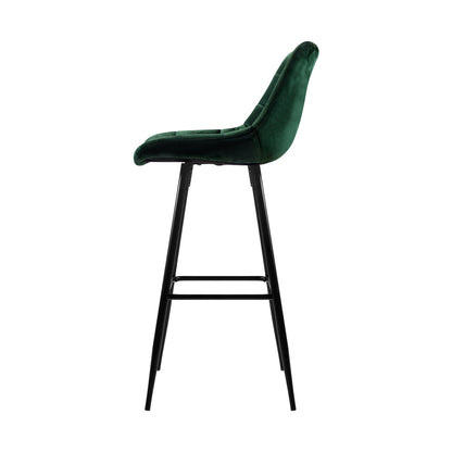Artiss 2x Bar Stools Velvet Chairs Green - Cosy Abode