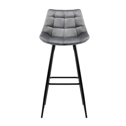 Artiss 2x Bar Stools Velvet Chairs Grey - Cosy Abode