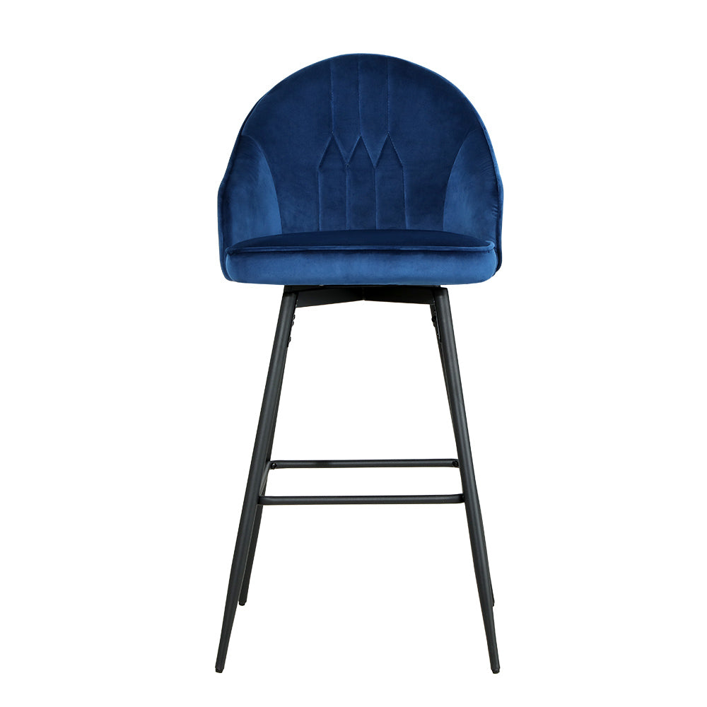 Artiss 2x Bar Stools Velvet Swivel Metal Legs Blue - Cosy Abode