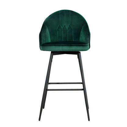 Artiss 2x Bar Stools Velvet Swivel Metal Legs Green - Cosy Abode