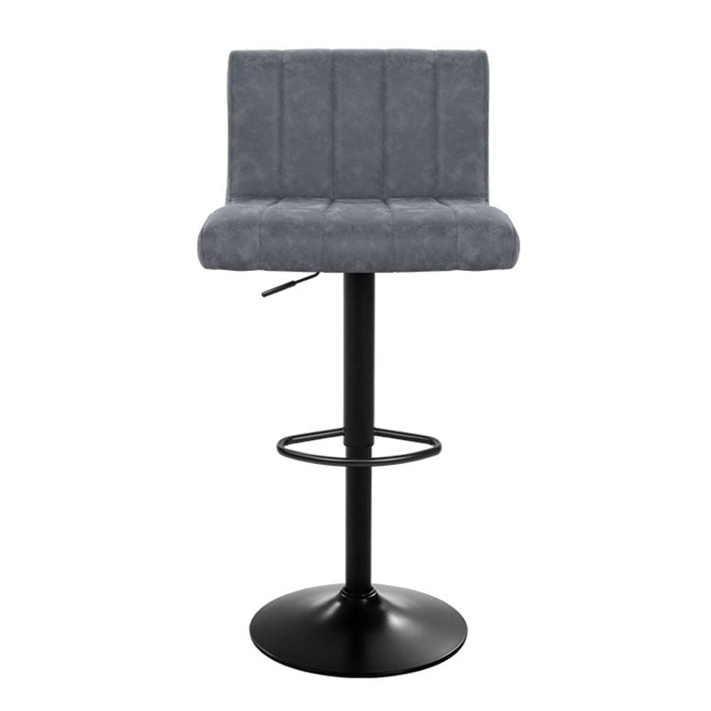 Artiss 2x Bar Stools Vintage Leather Gas Lift Grey - Cosy Abode