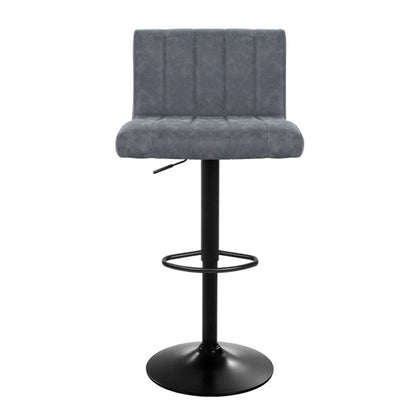 Artiss 2x Bar Stools Vintage Leather Gas Lift Grey - Cosy Abode