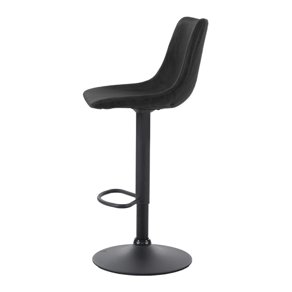 Artiss 2x Bar Stools Vintage Leather Swivel Gas Lift Black - Cosy Abode