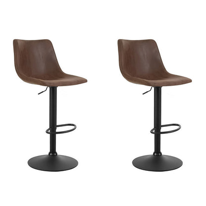 Artiss 2x Bar Stools Vintage Leather Swivel Gas Lift Brown - Cosy Abode