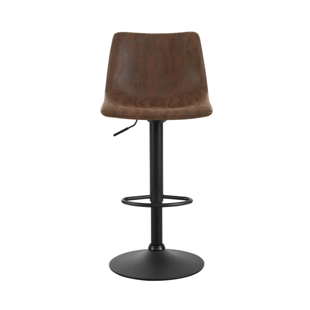 Artiss 2x Bar Stools Vintage Leather Swivel Gas Lift Brown - Cosy Abode
