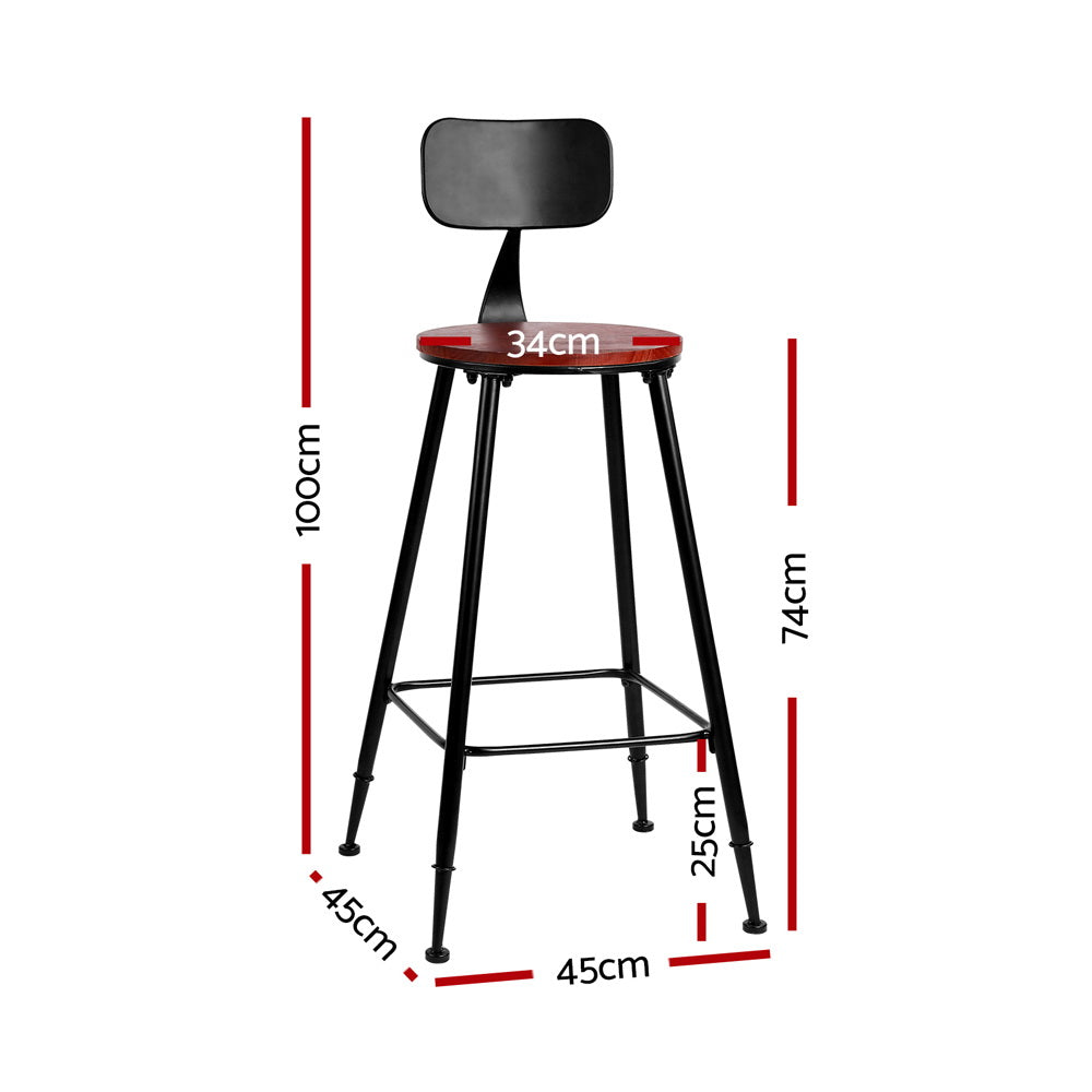 Artiss 2x Bar Stools Vintage Metal Chairs - Cosy Abode