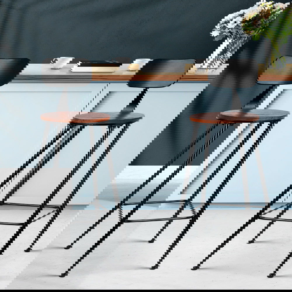 Artiss 2x Bar Stools Vintage Metal Chairs - Cosy Abode