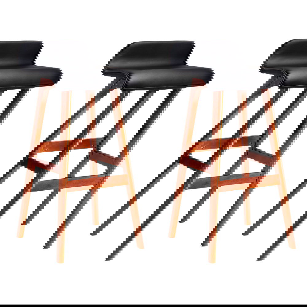 Artiss 2x Bar Stools Wooden Stool Black - Cosy Abode