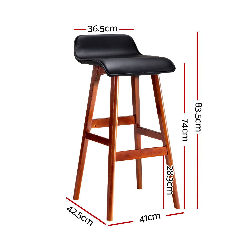 Artiss 2x Bar Stools Wooden Stool Black - Cosy Abode