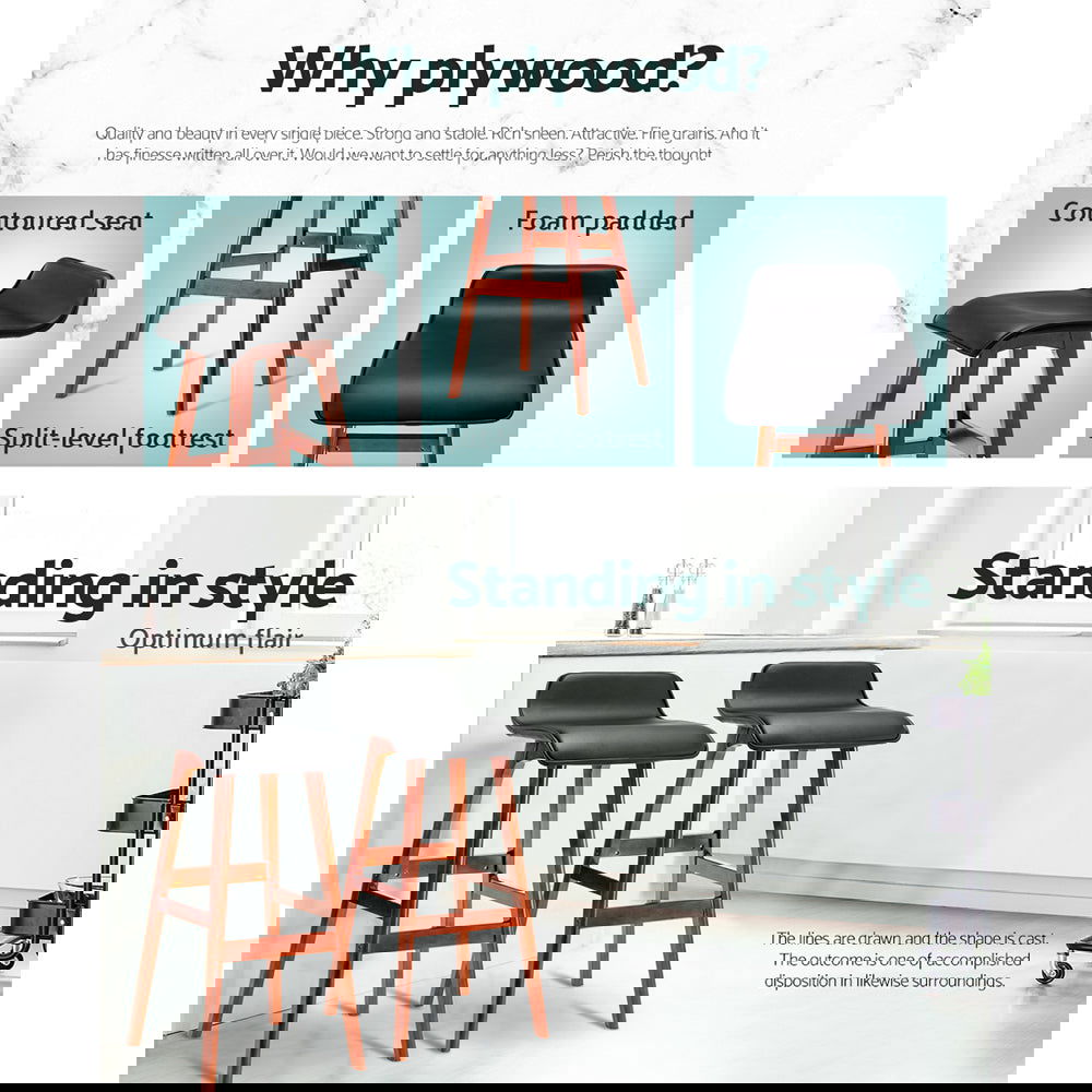 Artiss 2x Bar Stools Wooden Stool Black - Cosy Abode