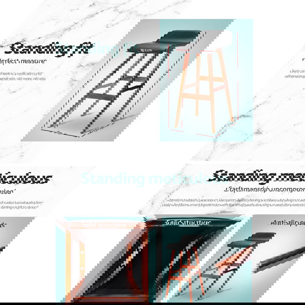 Artiss 2x Bar Stools Wooden Stool Black - Cosy Abode