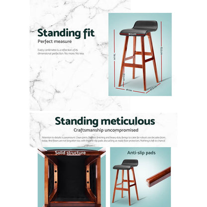 Artiss 2x Bar Stools Wooden Stool Black - Cosy Abode