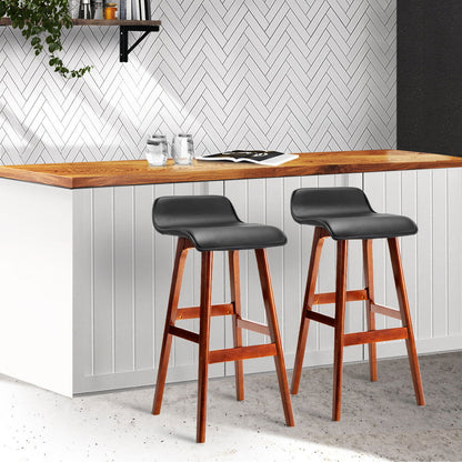 Artiss 2x Bar Stools Wooden Stool Black - Cosy Abode