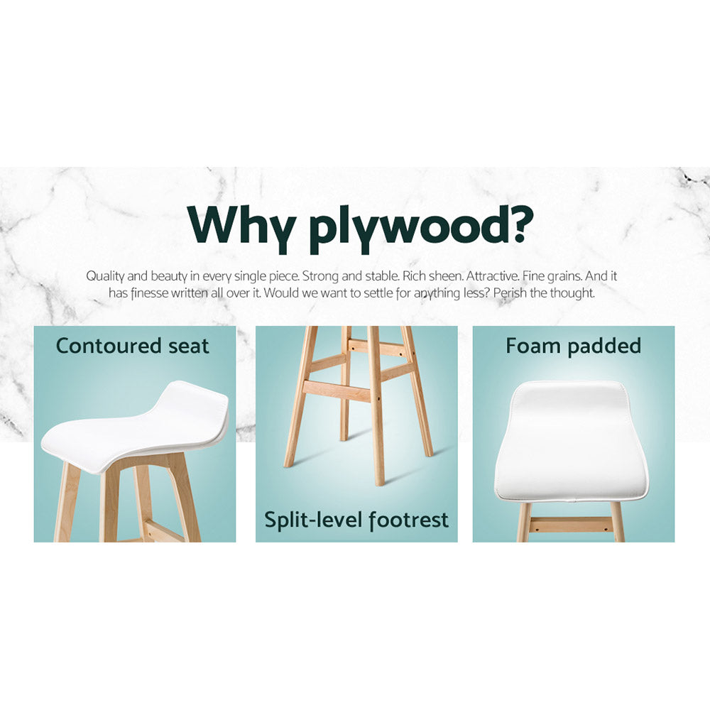 Artiss 2x Bar Stools Wooden Stool White - Cosy Abode