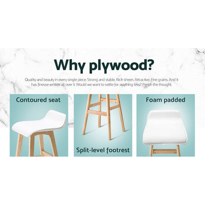 Artiss 2x Bar Stools Wooden Stool White - Cosy Abode