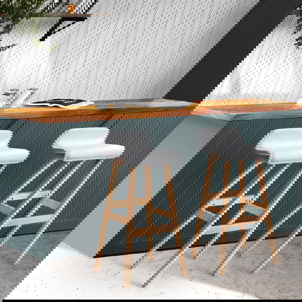 Artiss 2x Bar Stools Wooden Stool White - Cosy Abode