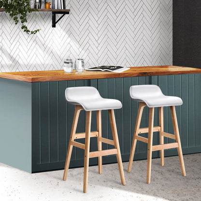 Artiss 2x Bar Stools Wooden Stool White - Cosy Abode