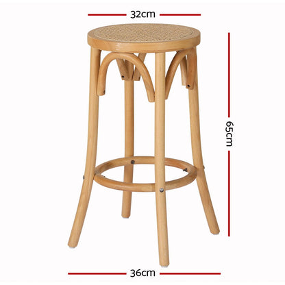 Artiss 2x Bar Stoosl Rattan Seat Wooden - Cosy Abode