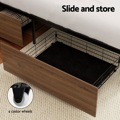 Artiss 2x Bed Frame Storage Drawers Trundle Black - Cosy Abode