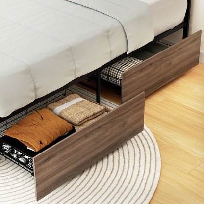 Artiss 2x Bed Frame Storage Drawers Trundle Black - Cosy Abode