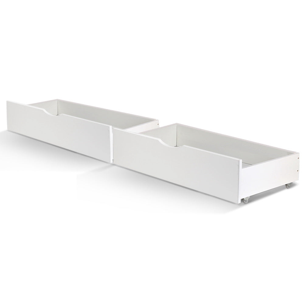 Artiss 2x Bed Frame Storage Drawers Trundle White - Cosy Abode