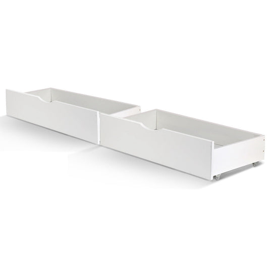 Artiss 2x Bed Frame Storage Drawers Trundle White - Cosy Abode