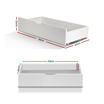 Artiss 2x Bed Frame Storage Drawers Trundle White - Cosy Abode