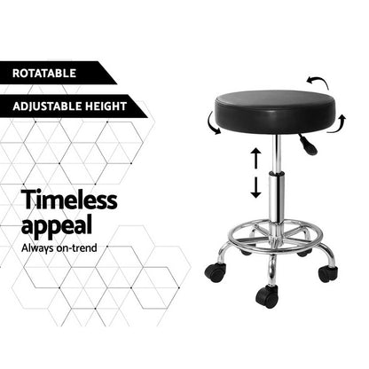 Artiss 2x Salon Stool Round Swivel Chair Black - Cosy Abode