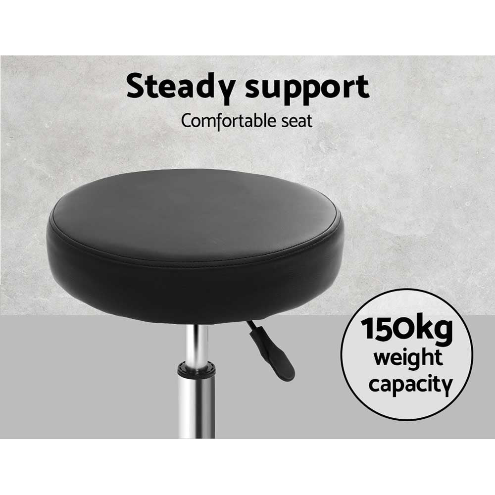 Artiss 2x Salon Stool Round Swivel Chair Black - Cosy Abode
