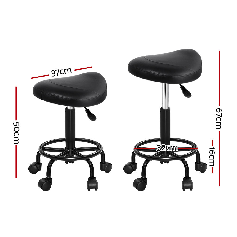 Artiss 2x Salon Stool Saddle Swivel Chair - Cosy Abode