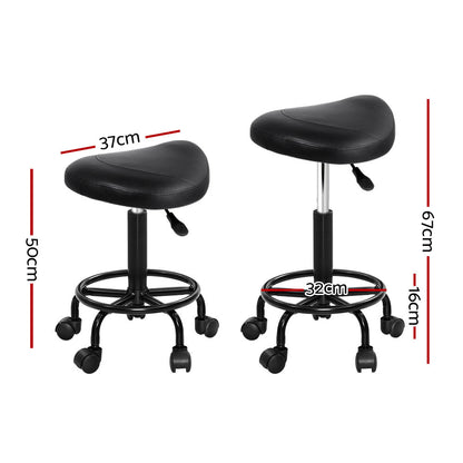 Artiss 2x Salon Stool Saddle Swivel Chair - Cosy Abode