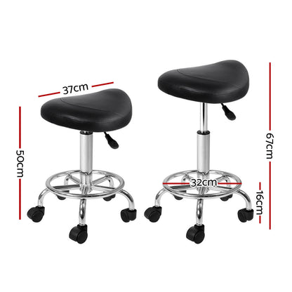 Artiss 2x Salon Stool Saddle Swivel Chair Black - Cosy Abode