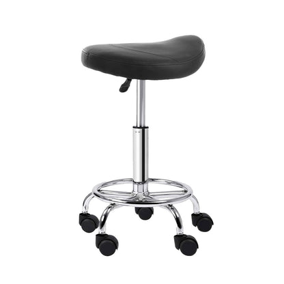 Artiss 2x Salon Stool Saddle Swivel Chair Black - Cosy Abode