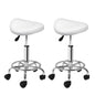 Artiss 2x Salon Stool Saddle Swivel Chair White - Cosy Abode