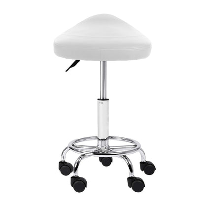Artiss 2x Salon Stool Saddle Swivel Chair White - Cosy Abode
