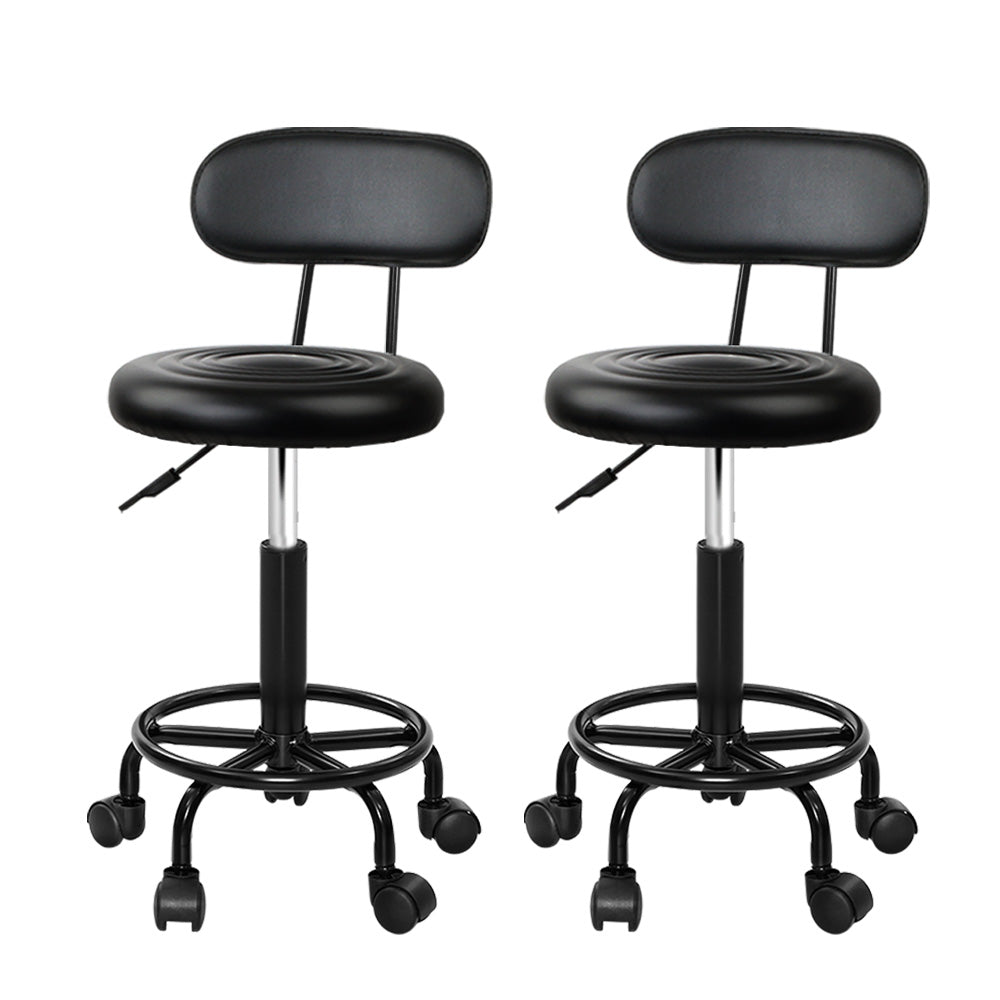 Artiss 2x Salon Stool Swivel Chair Backrest - Cosy Abode