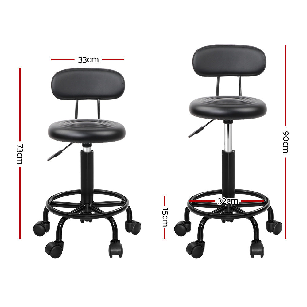 Artiss 2x Salon Stool Swivel Chair Backrest - Cosy Abode