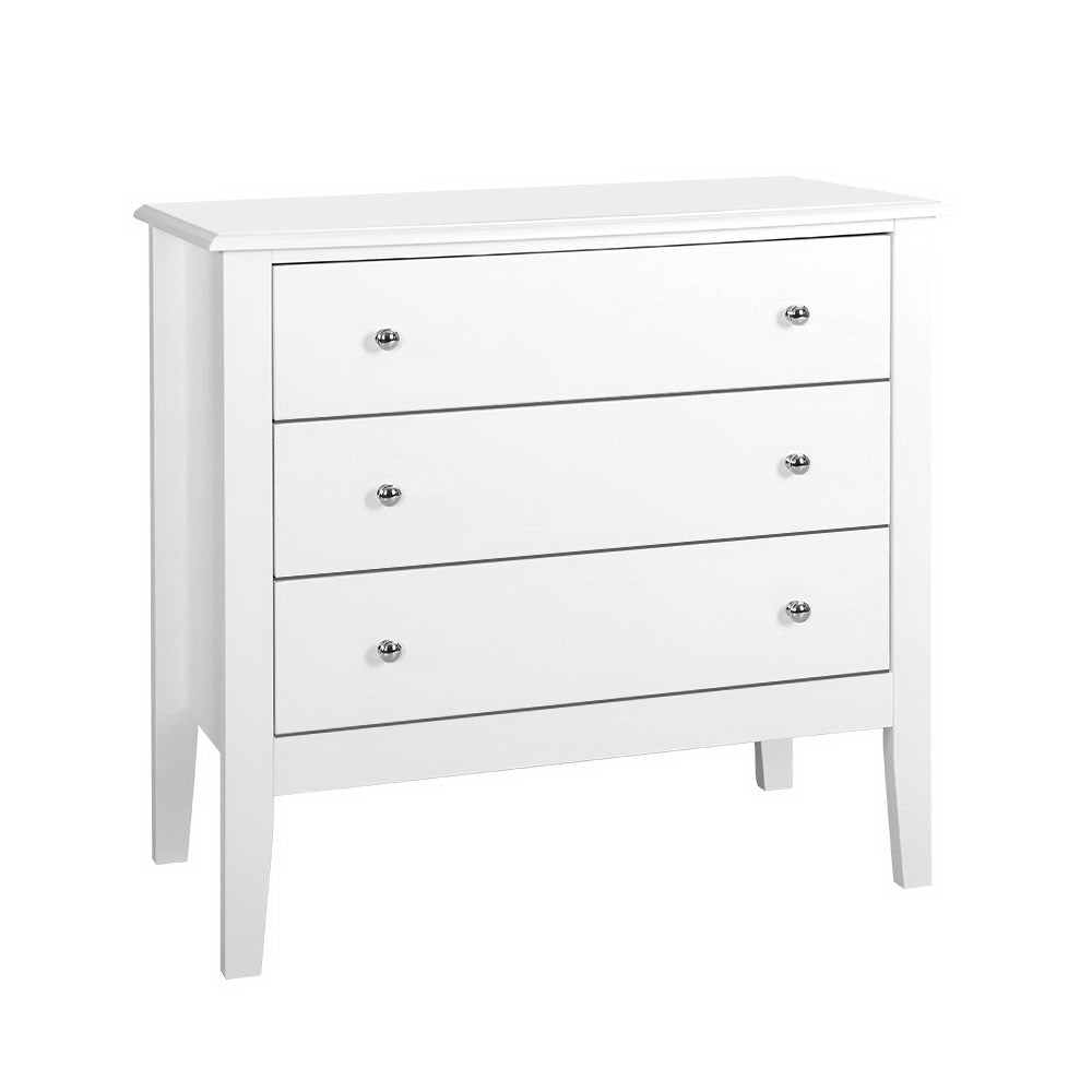 Artiss 3 Chest of Drawers - BRITTANY White - Cosy Abode