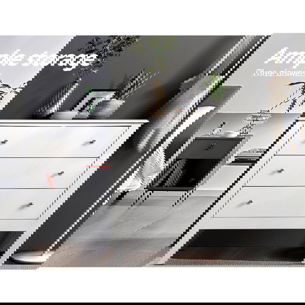 Artiss 3 Chest of Drawers - BRITTANY White - Cosy Abode