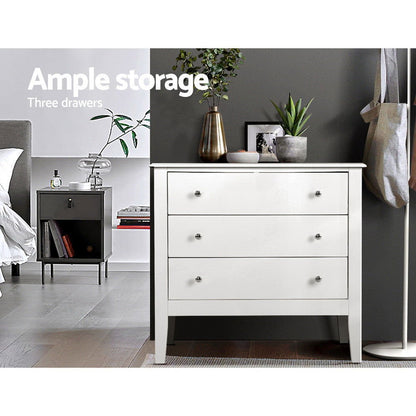 Artiss 3 Chest of Drawers - BRITTANY White - Cosy Abode