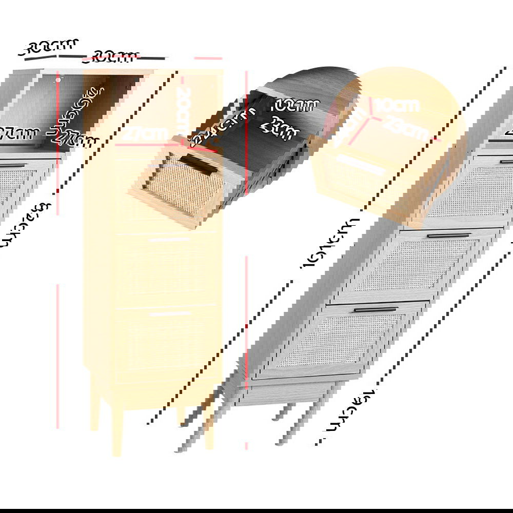 Artiss 3 Chest of Drawers with Shelf - BRIONY Oak - Cosy Abode