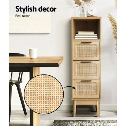 Artiss 3 Chest of Drawers with Shelf - BRIONY Oak - Cosy Abode