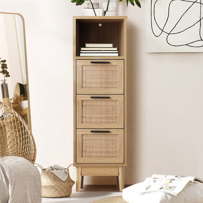 Artiss 3 Chest of Drawers with Shelf - BRIONY Oak - Cosy Abode