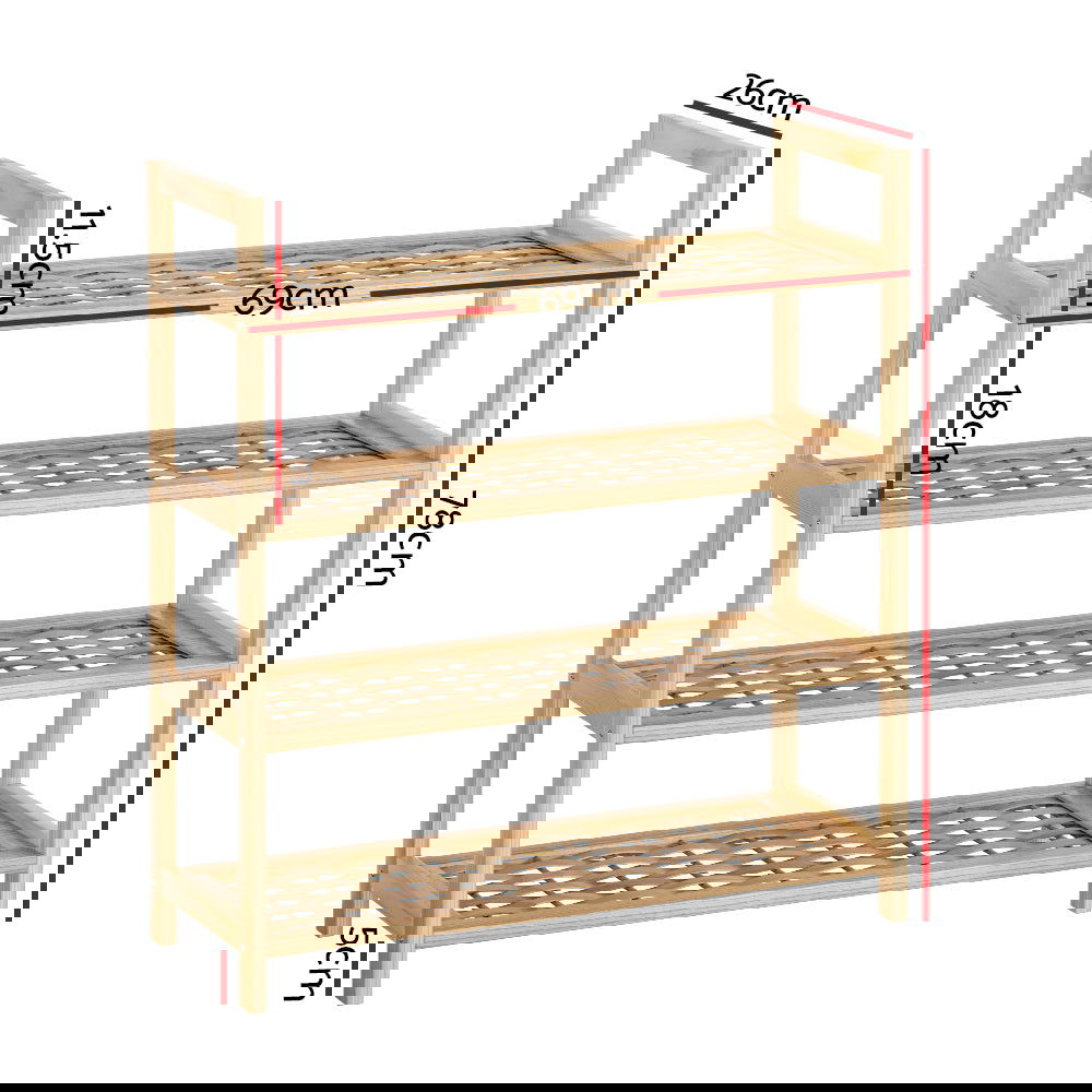 Artiss 4-tier Shoe Rack 12 Pairs Shoe Storage Weaved Shelves - Cosy Abode