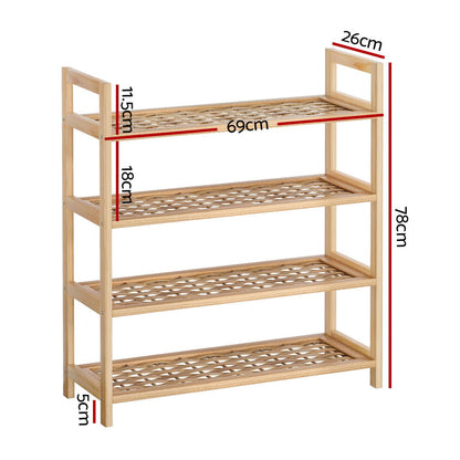 Artiss 4-tier Shoe Rack 12 Pairs Shoe Storage Weaved Shelves - Cosy Abode