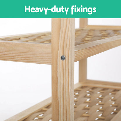 Artiss 4-tier Shoe Rack 12 Pairs Shoe Storage Weaved Shelves - Cosy Abode