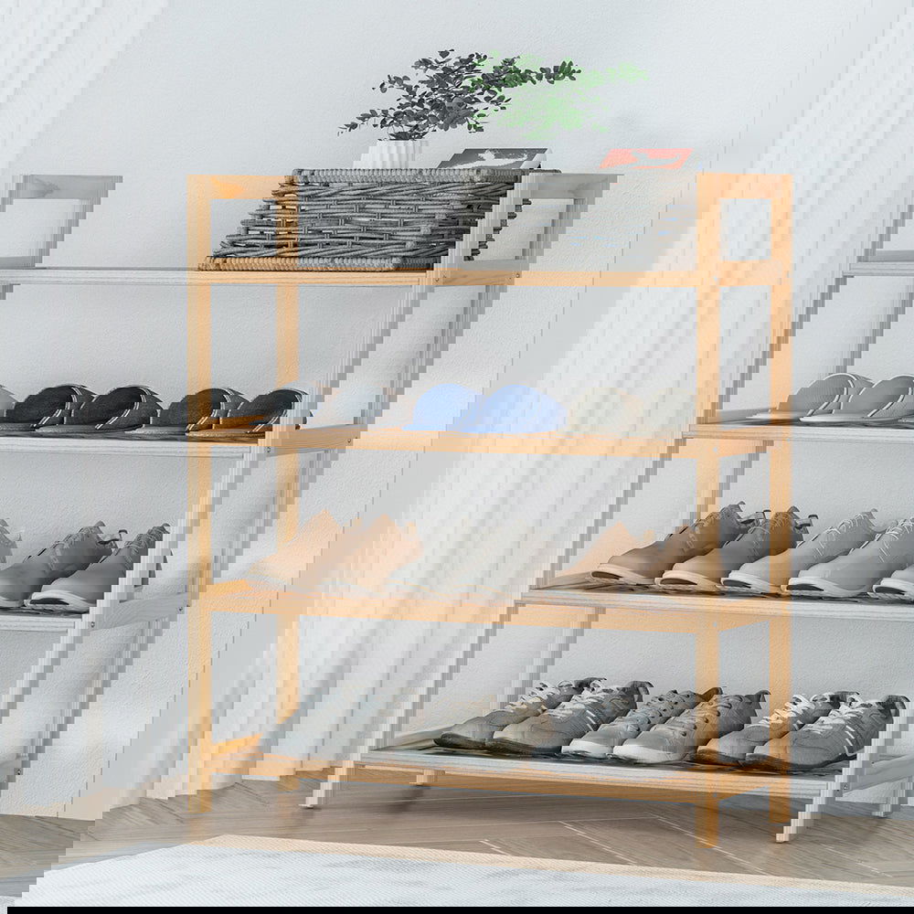 Artiss 4-tier Shoe Rack 12 Pairs Shoe Storage Weaved Shelves - Cosy Abode
