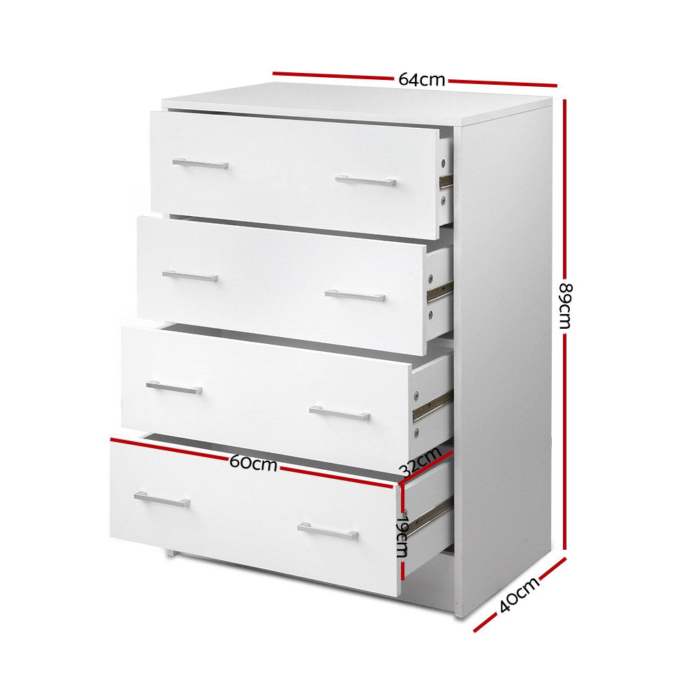 Artiss 4 Chest of Drawers - ANDES White - Cosy Abode
